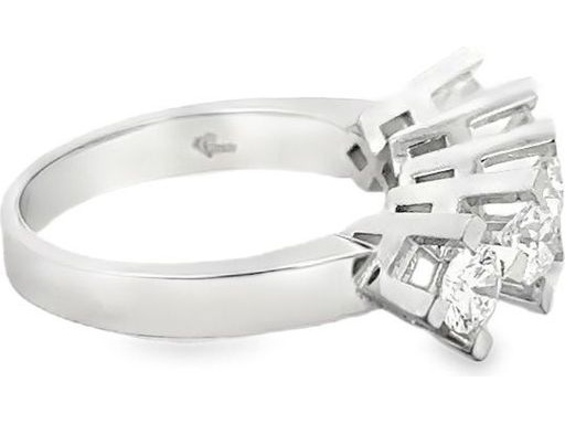 18K White Gold Ring with Five Natural Round Diamonds in Individual Four-Prong Settings