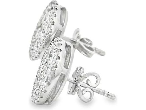 18K White Gold Pavé-Set Cluster Earrings with Natural Round Diamonds