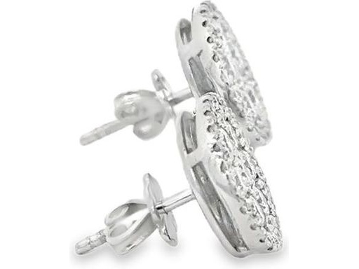 18K White Gold Pavé-Set Cluster Earrings with Natural Round Diamonds