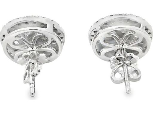 18K White Gold Pavé-Set Cluster Earrings with Natural Round Diamonds