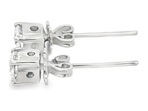 18K White Gold Solitaire Stud Earrings with Natural Round Diamonds