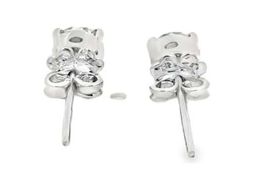 18K White Gold Solitaire Stud Earrings with Natural Round Diamonds