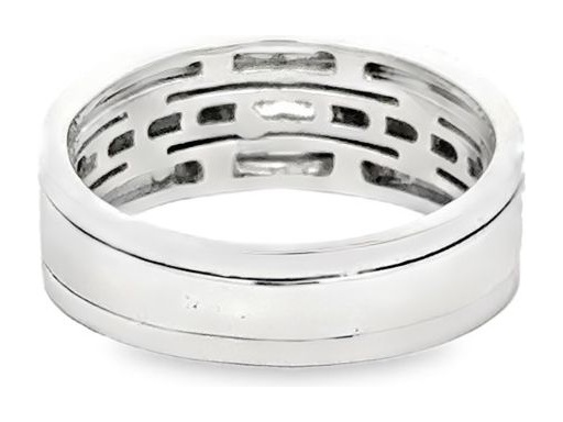 18K White Gold Natural Princess Cut Diamond Men's Ring