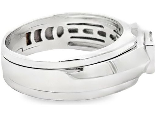 18K White Gold Natural Princess Cut Diamond Men's Ring