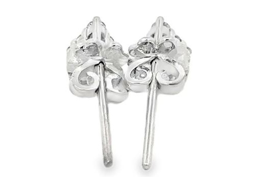 18K White Gold Pear-Shaped Cluster Stud Earrings with Natural Round Diamonds