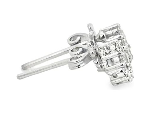 18K White Gold Pear-Shaped Cluster Stud Earrings with Natural Round Diamonds