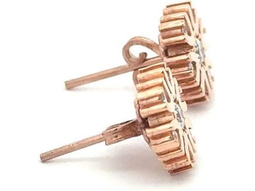 18K Rose Gold Snowflake Earrings with Natural Round Diamonds