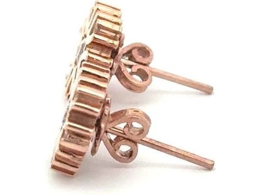 18K Rose Gold Snowflake Earrings with Natural Round Diamonds