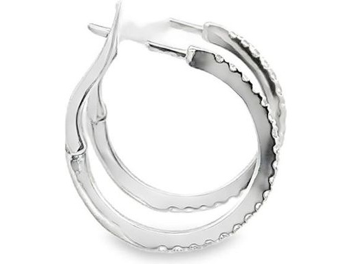 18K White Gold Large Hoop Earrings with Front-Set Natural Round Diamonds
