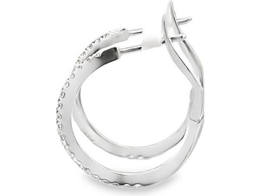 18K White Gold Large Hoop Earrings with Front-Set Natural Round Diamonds