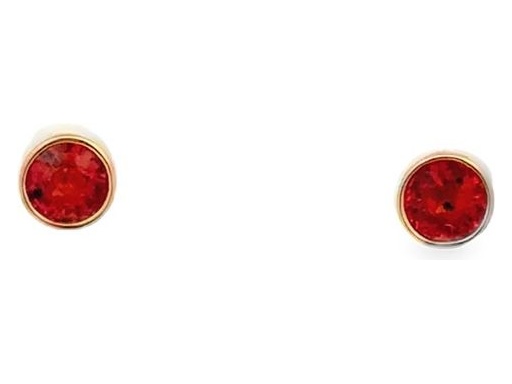 18K Gold Stud Earrings with Natural Red Gemstones