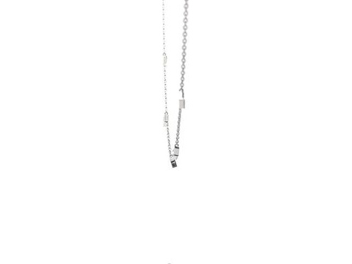 18K White Gold Station Necklace with Natural Baguette Diamonds