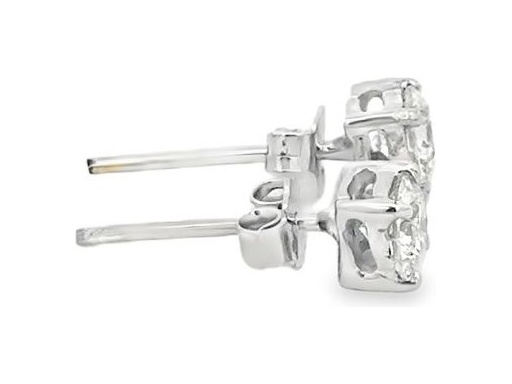 18K White Gold Stud Earrings with Natural Round Diamonds
