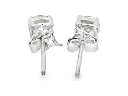 18K White Gold Stud Earrings with Natural Round Diamonds