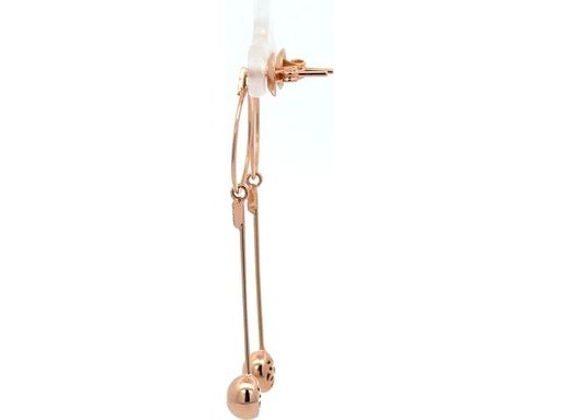 18K Rose Gold Geometric Drop Earrings with Pavé-Set Natural Diamonds and Polished Spheres