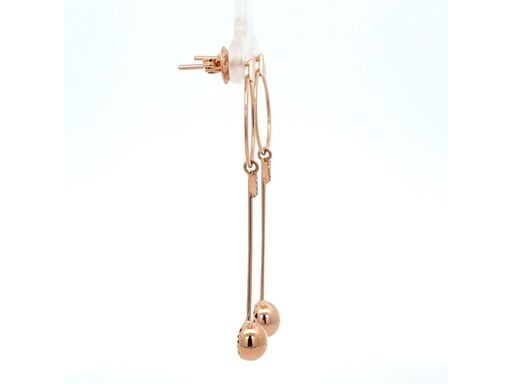18K Rose Gold Geometric Drop Earrings with Pavé-Set Natural Diamonds and Polished Spheres