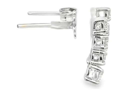 18K White Gold Short Drop Earrings with Natural Round Diamonds in Prong Setting