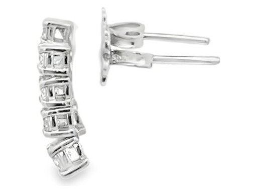 18K White Gold Short Drop Earrings with Natural Round Diamonds in Prong Setting
