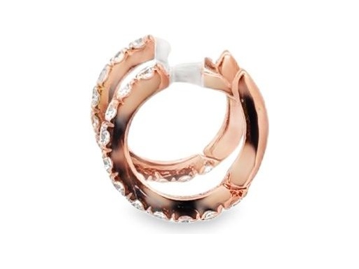 18K Rose Gold Huggie Hoop Earrings with Natural Diamonds