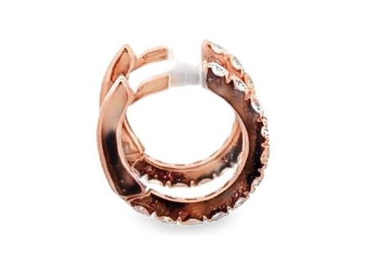 18K Rose Gold Huggie Hoop Earrings with Natural Diamonds