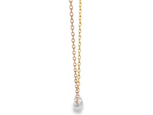 18K Rose and White Gold Necklace with Bezel-Set Natural Round Diamond Pendant