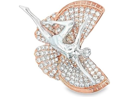 18K Rose and White Gold Fairy Pendant with Pavé-Set Natural Diamonds