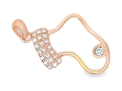 18K Rose Gold Christmas Stocking Pendant with Natural Diamonds