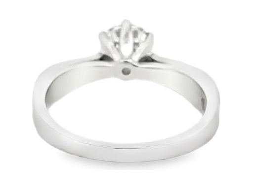 18K White Gold Ring with GIA-Certified Natural Round Center Diamond and Pavé-Set Natural Diamonds on Band