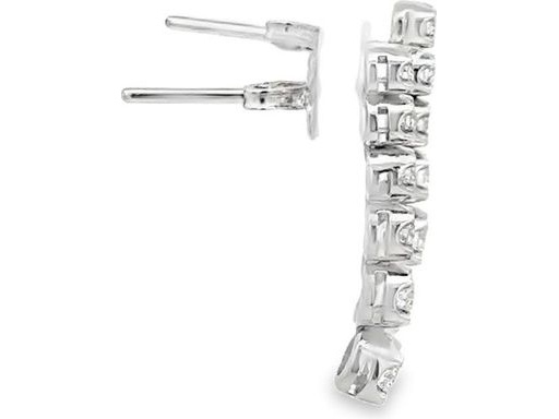 18K White Gold Drop Earrings with Natural Round Diamonds in Classic Line Setting