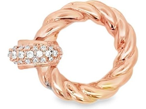 18K Rose Gold Twisted Circle Pendant with Pavé-Set Natural Diamonds