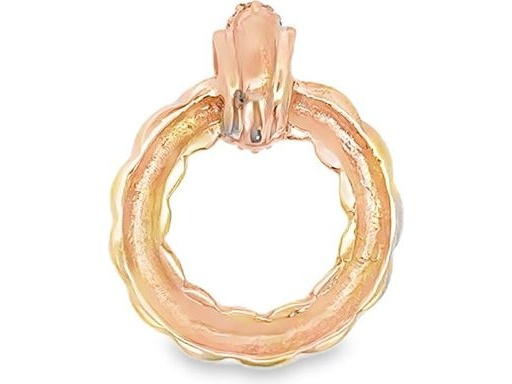 18K Rose Gold Twisted Circle Pendant with Pavé-Set Natural Diamonds