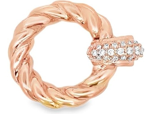 18K Rose Gold Twisted Circle Pendant with Pavé-Set Natural Diamonds