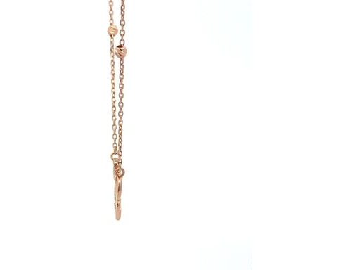 18K Rose Gold Bee Necklace with Natural Diamonds and Diamond-Cut Bead Chain