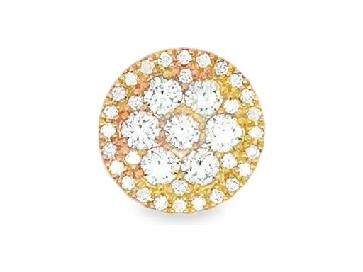 18K Rose Gold Round Pendant with Natural Diamonds in Multi-Layer Halo Setting