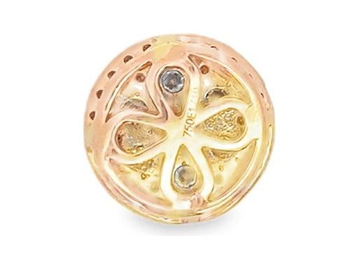 18K Rose Gold Round Pendant with Natural Diamonds in Multi-Layer Halo Setting