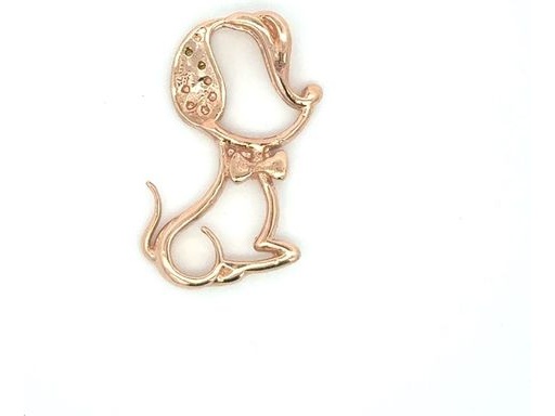 18K Rose Gold Dog Pendant with Pavé-Set Natural Diamonds in Outline Design