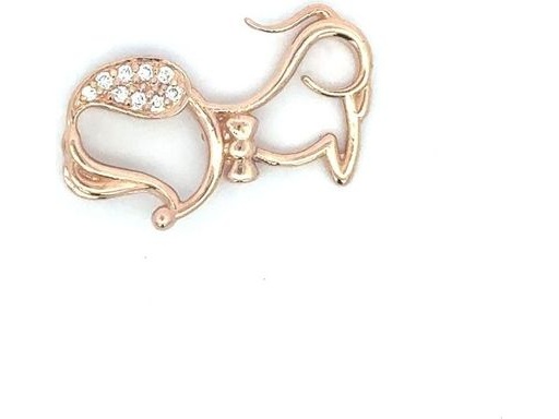 18K Rose Gold Dog Pendant with Pavé-Set Natural Diamonds in Outline Design