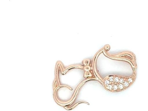 18K Rose Gold Dog Pendant with Pavé-Set Natural Diamonds in Outline Design