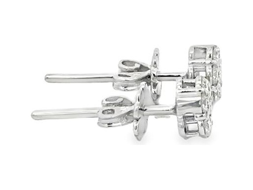 18K White Gold Floral Stud Earrings with Pavé-Set Natural Diamonds