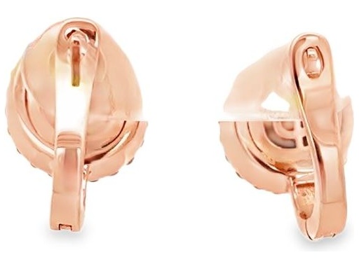 18K Rose Gold Earrings with Oval Malachite and Natural Diamond Halo