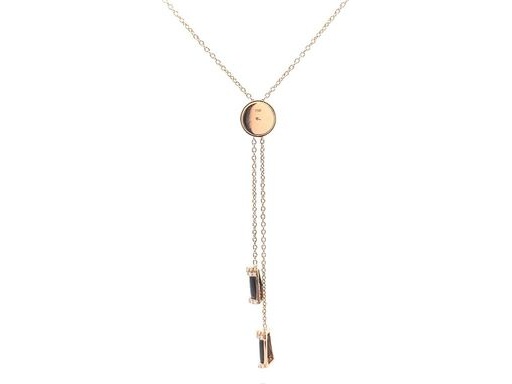 18K Rose Gold Lariat Necklace with Black Onyx and Natural Diamonds