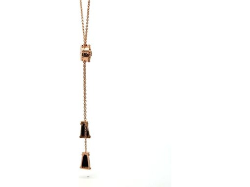 18K Rose Gold Lariat Necklace with Black Onyx and Natural Diamonds