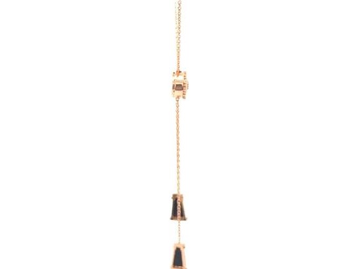 18K Rose Gold Lariat Necklace with Black Onyx and Natural Diamonds