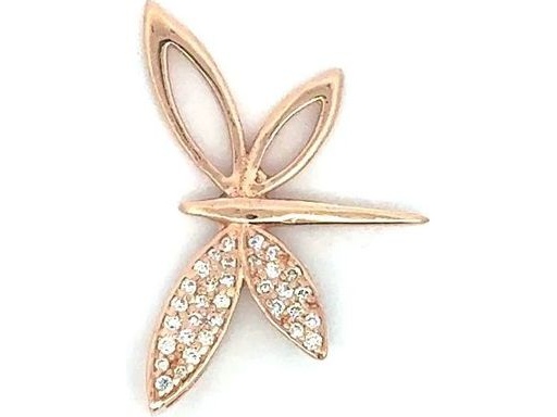 18K Rose Gold Butterfly Pendant with Natural Diamonds