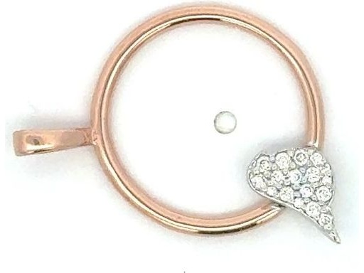 18K Rose Gold Circle Pendant with Natural Diamonds Bird
