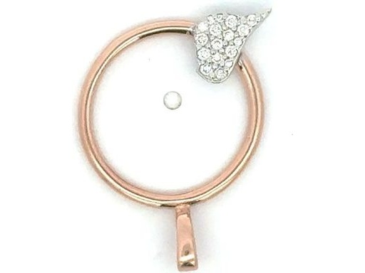 18K Rose Gold Circle Pendant with Natural Diamonds Bird