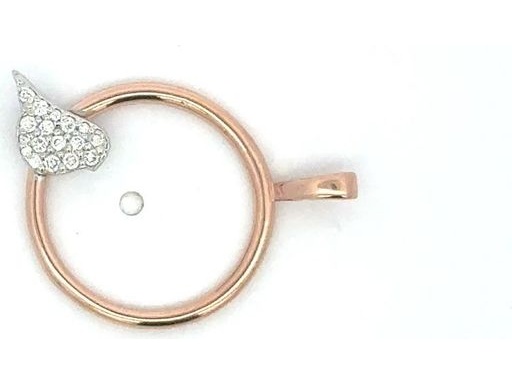 18K Rose Gold Circle Pendant with Natural Diamonds Bird