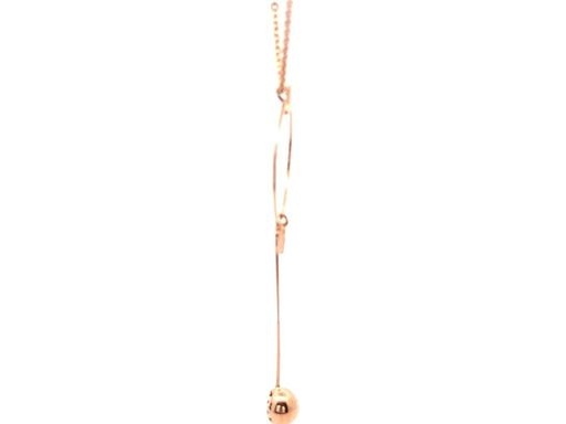 18K Rose Gold Circle Pendant Necklace with Polished Sphere and Natural Diamond Accent