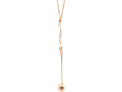18K Rose Gold Circle Pendant Necklace with Polished Sphere and Natural Diamond Accent