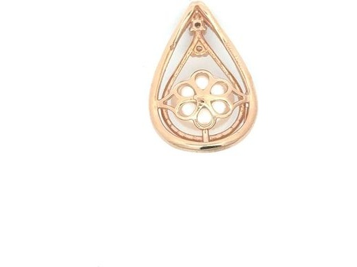 18K Rose Gold Teardrop Pendant with Natural Pearl and Natural Diamonds